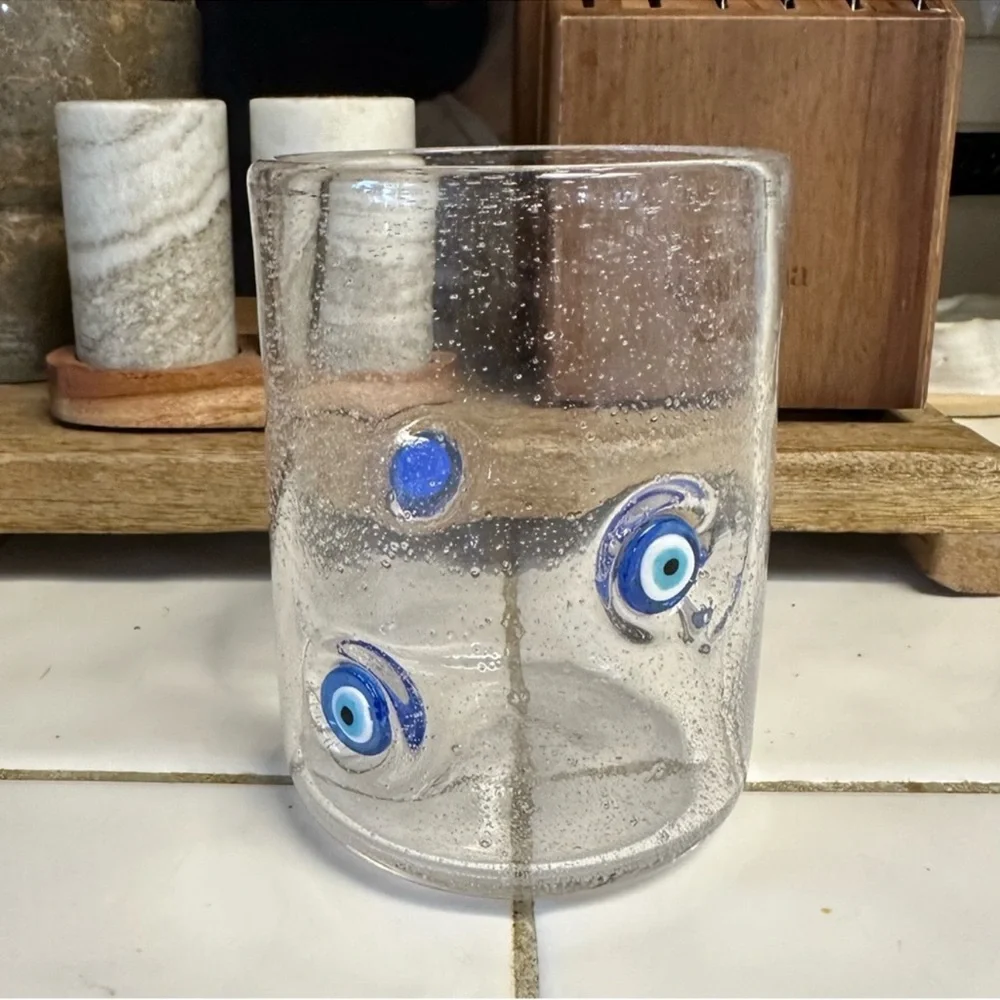 Blue Evil Eye Juice Icon Glass NWOT - Picture 2 of 5